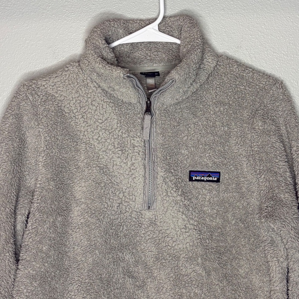 Patagonia Los Gatos 1/4 Zip Sherpa Fleece Pullover Grey/Beige Womens Small - Picture 2 of 10